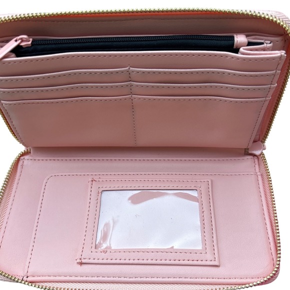 Betsey Johnson Pink Daisy Quilted Zip Around Wristlet Wallet BMS 1300 - Picture 6 of 9